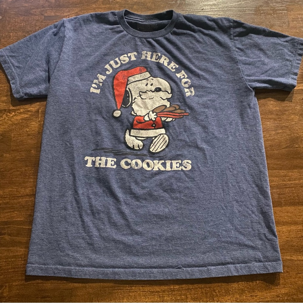 Peanuts Santa Snoopy Navy Blue Graphic T-Shirt